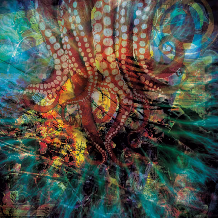 "Whispers (A Campfire Conspiracy)" PS Perkins 2022 (digital collage)